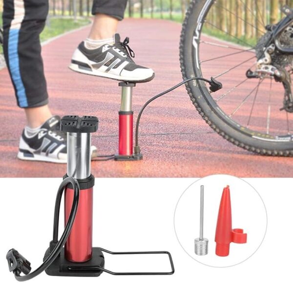 Bomba de Bicicleta, Bomba de pie de Bicicleta Mini Bomba de Aire de neumático de inflador de Piso de Alta presión portátil Hecha de aleación de Aluminio