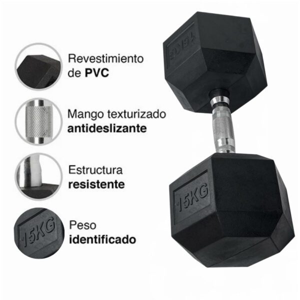 Mancuerna Hexagonal Pesas 15KG